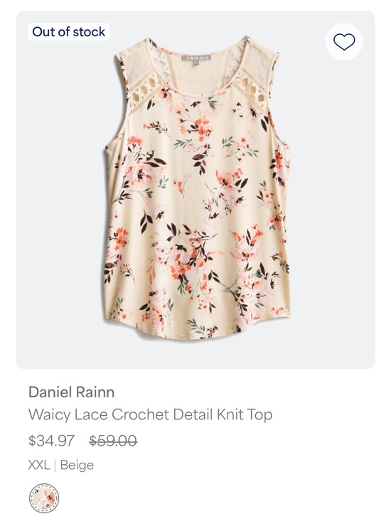 Daniel Rainn Tops - Daniel Rainn Cream Floral Lace Crochet Tank